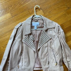 Faux leather biker style blush jacket